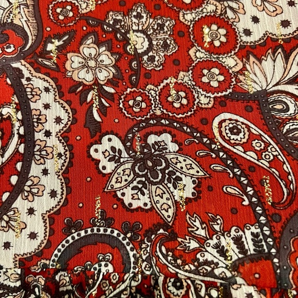 Loft Babydoll Long Sleeve Dress Silver Sparkle Paisley Short New Size XXS Petite - Picture 13 of 14